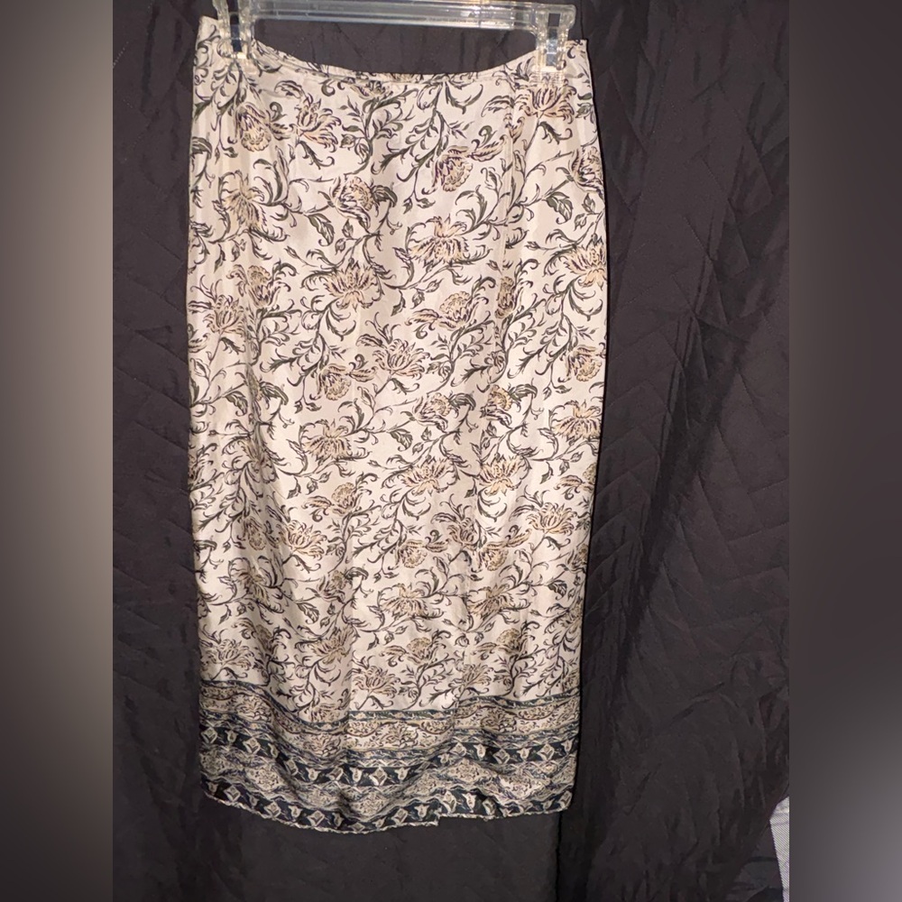 Floral Print Skirt - Cream and Black #1113